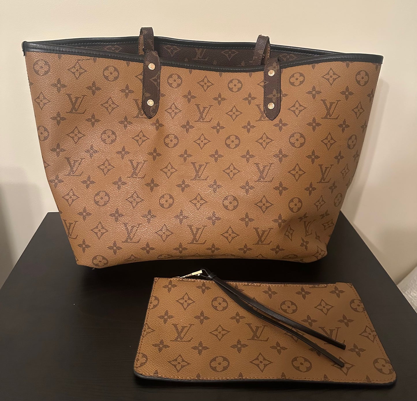 Brown/Peanut Butter Monogram Reversible Carryall
