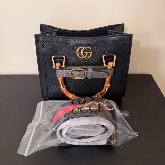 Double G Black/Gold Mini Diana Tote