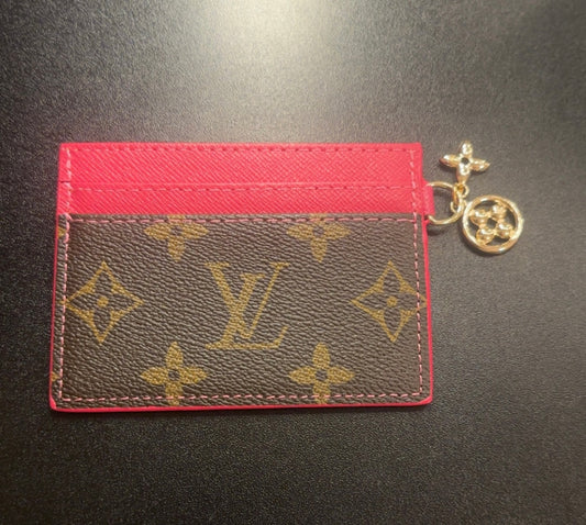 Brown Monogram/Rose Card Holder