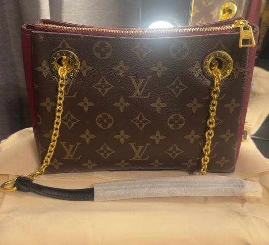 Burgundy Monogram Shoulder Bag