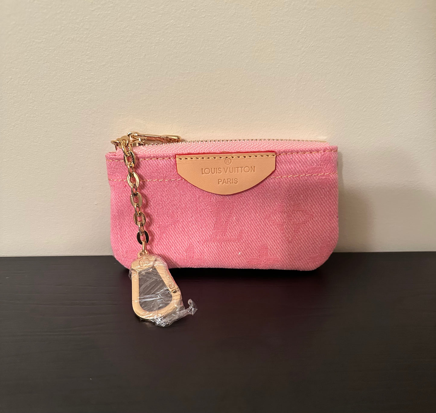Dark Pink Denim Monogram Key Pouch