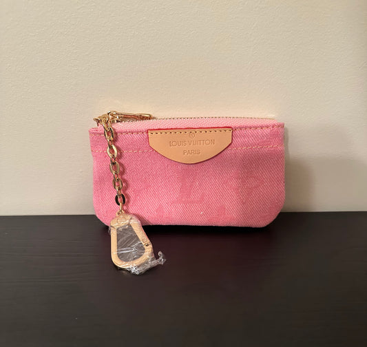 Dark Pink Denim Monogram Key Pouch