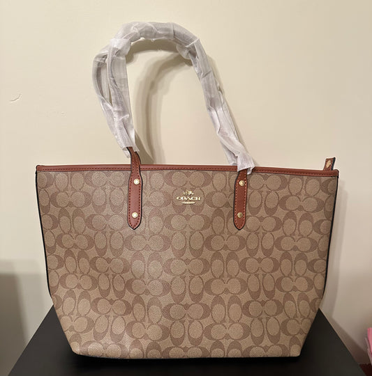 Signature C Brown Zip Carryall