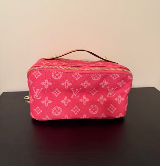 Dark Pink Denim Monogram Toiletry Bag
