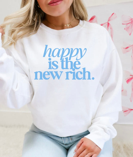 Happy is the New Rich Vinyl Graphic Tops