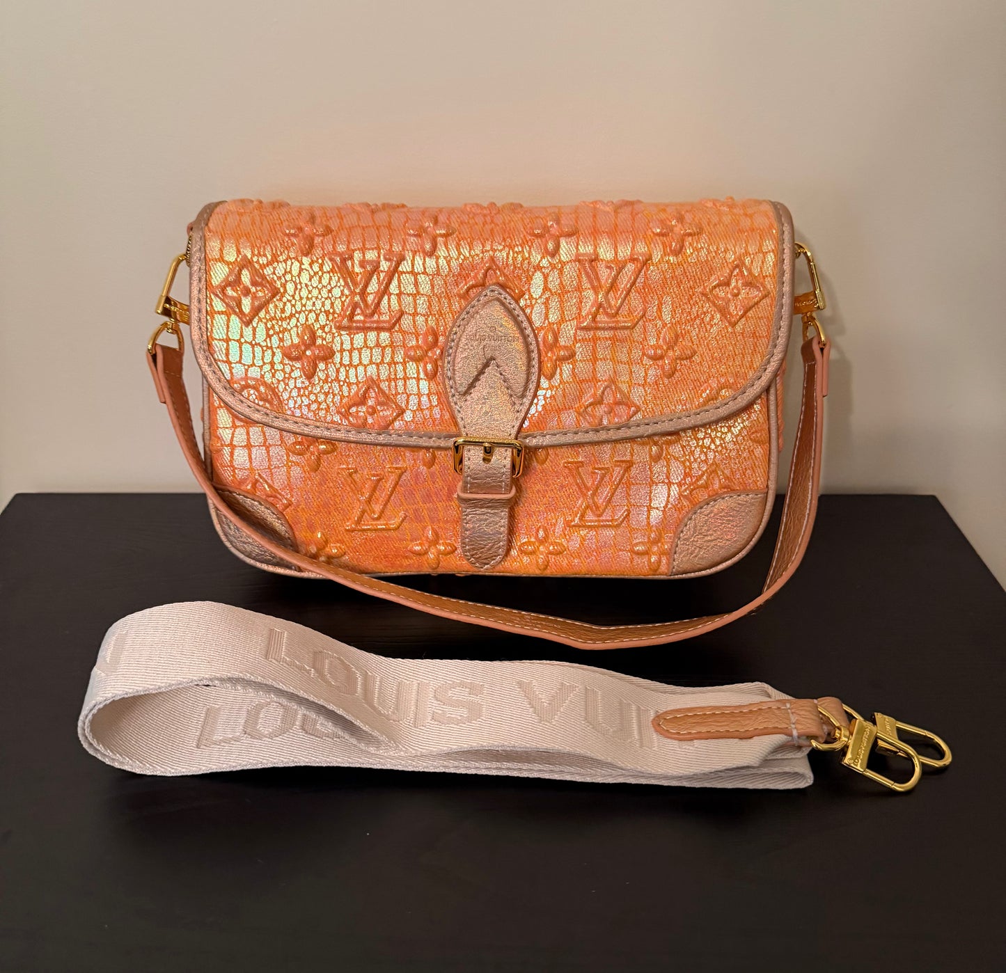 Monogram Orange Fluorescent Saddle Crossbody Bag (PERFECT FOR FALL!)