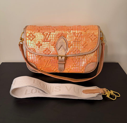 Monogram Orange Fluorescent Saddle Crossbody Bag (PERFECT FOR FALL!)
