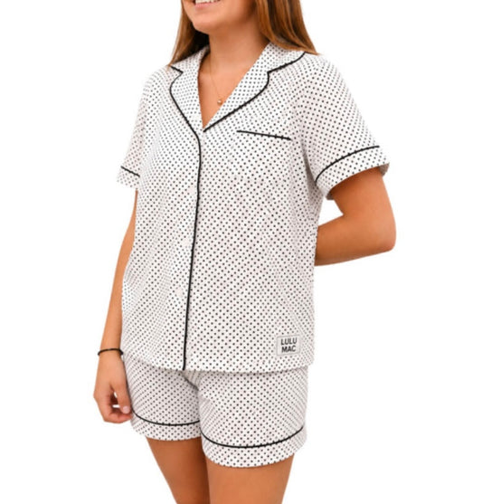Lulu Mac White/Black Polka Dot Pajama Set