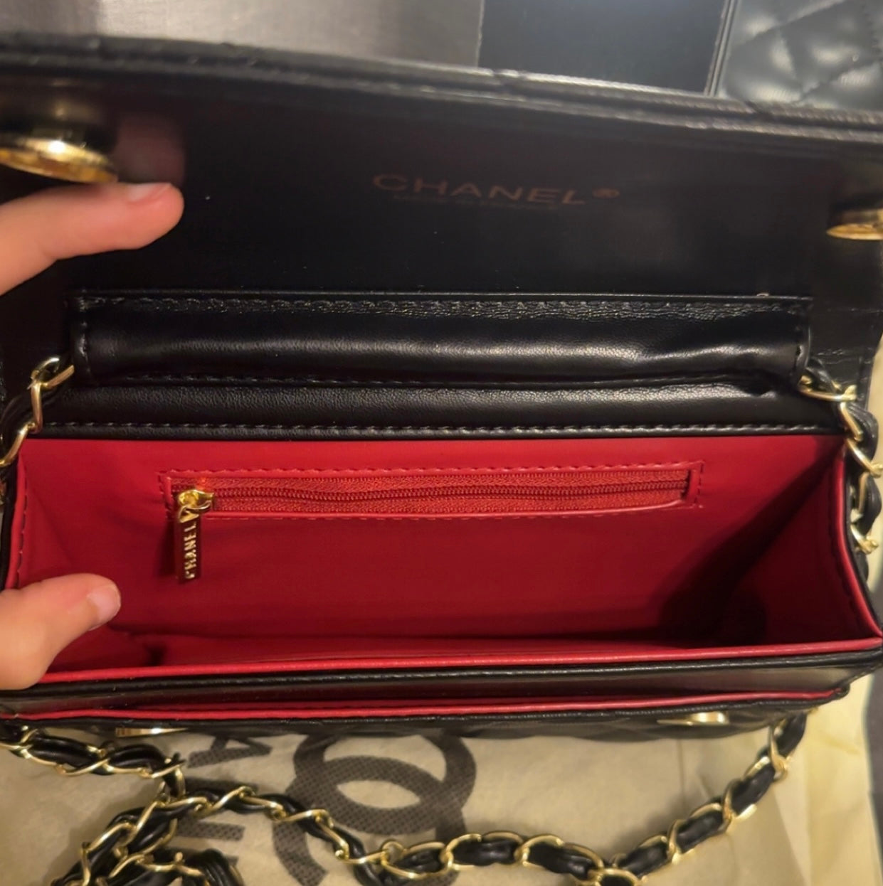 Double C Black Quilted Flap Bag