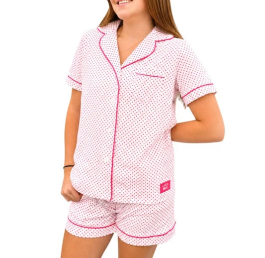 Lulu Mac White/Pink Polka Dot Pajama Set