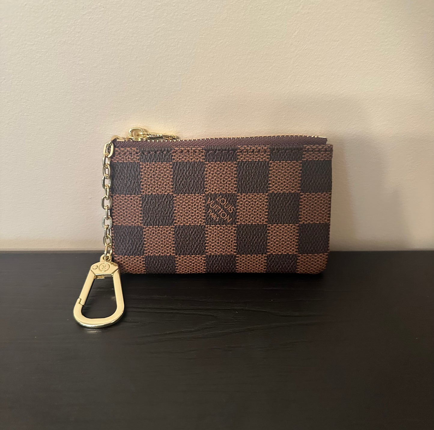 Brown Checkered Monogram Key Pouch