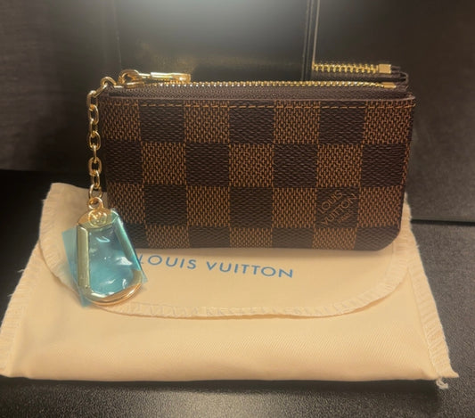 Brown Checkered Key Pouch