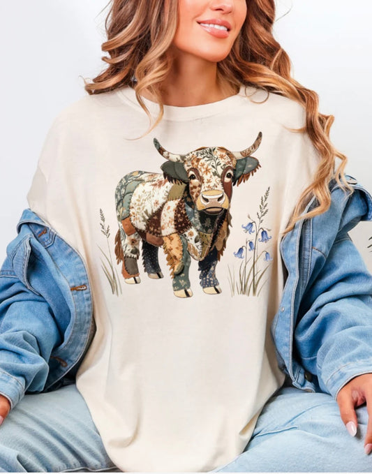Highland Cow Vinyl Graphic Tops