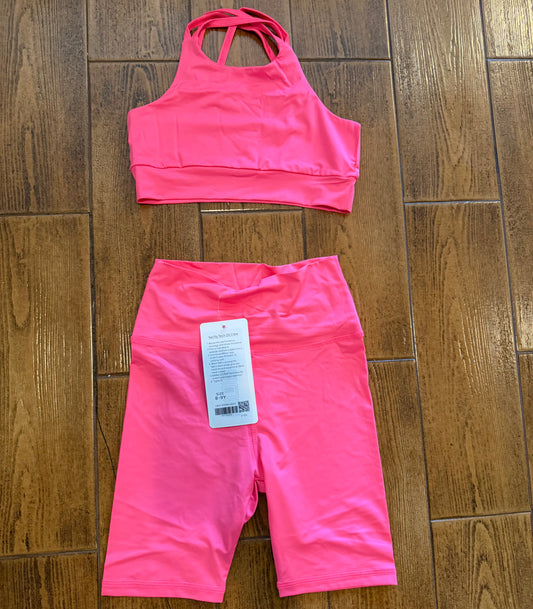 🍋 Kids Bright Pink Tank/Short Athletic Set