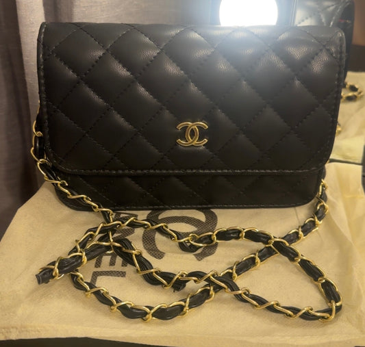 Double C Black Quilted Flap Bag