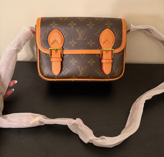 Brown Monogram Satchel Crossbody Bag