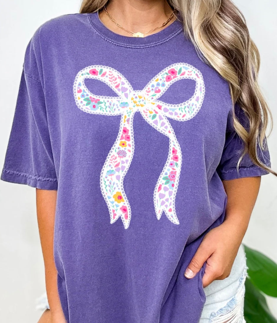 Floral Bow Vinyl Graphic Tops