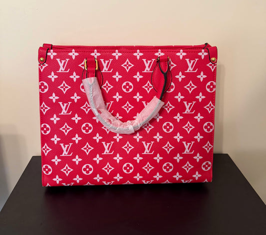 Monogram Large Red/White On the Move Tote