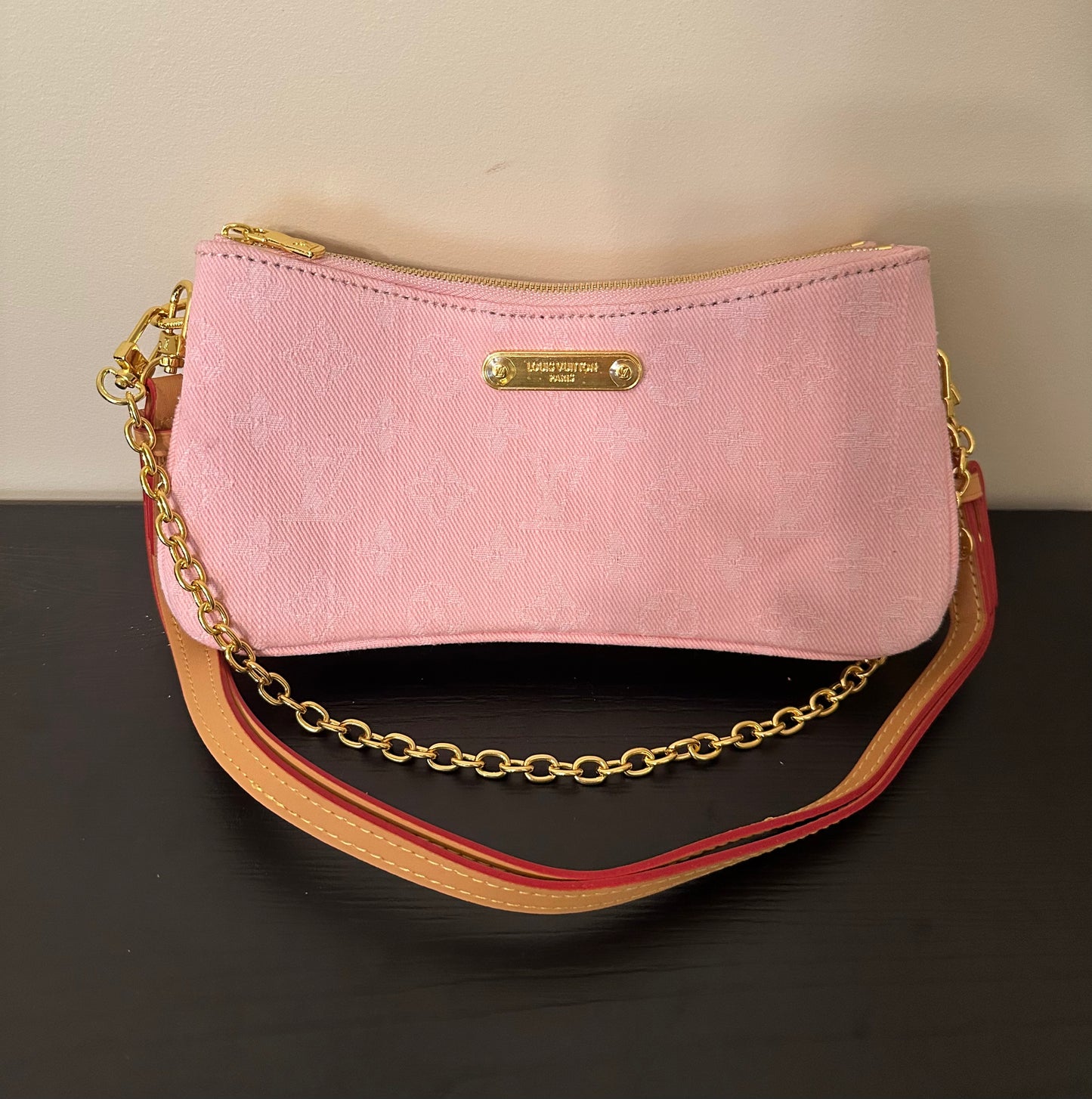 Pink Denim Monogram On the Go Mini Bag