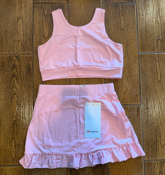 🍋 Kids Light Pink Ruffle Tank/Skirt Athletic Set