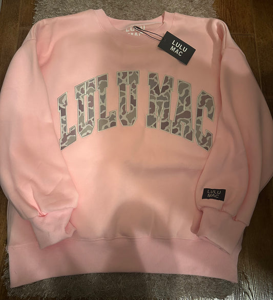 Lulu Mac Light Pink/Camo Sweatshirt - IN STOCK
