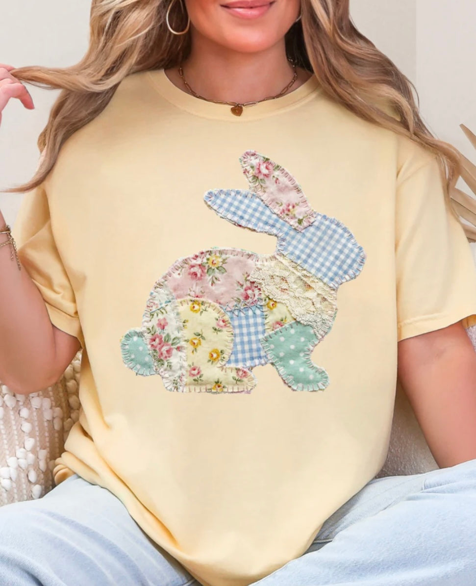 Bunny Patchwork Vinyl Graphic Tops