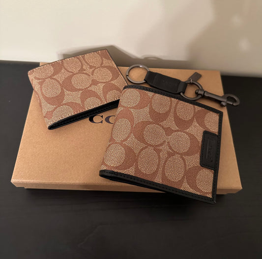 Signature C Brown Wallet/Accessory Set