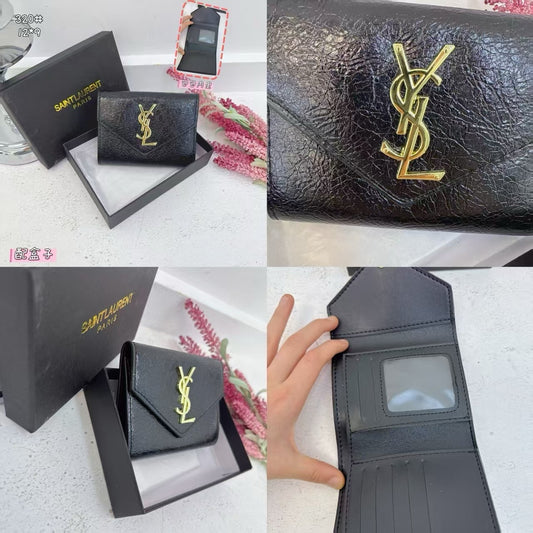 BF - Y $ Flat Black/Gold Fold-Up Wallet