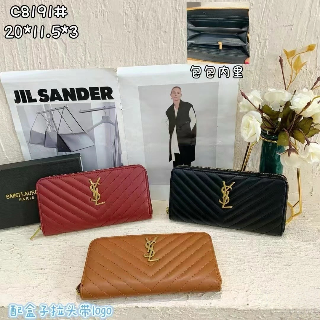 BF - Y $ Quilted Long Zip Wallets