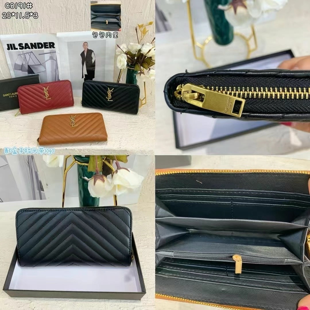 BF - Y $ Quilted Long Zip Wallets