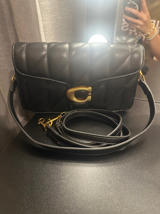 Signature C Black & Gold Quilted Tab Bag