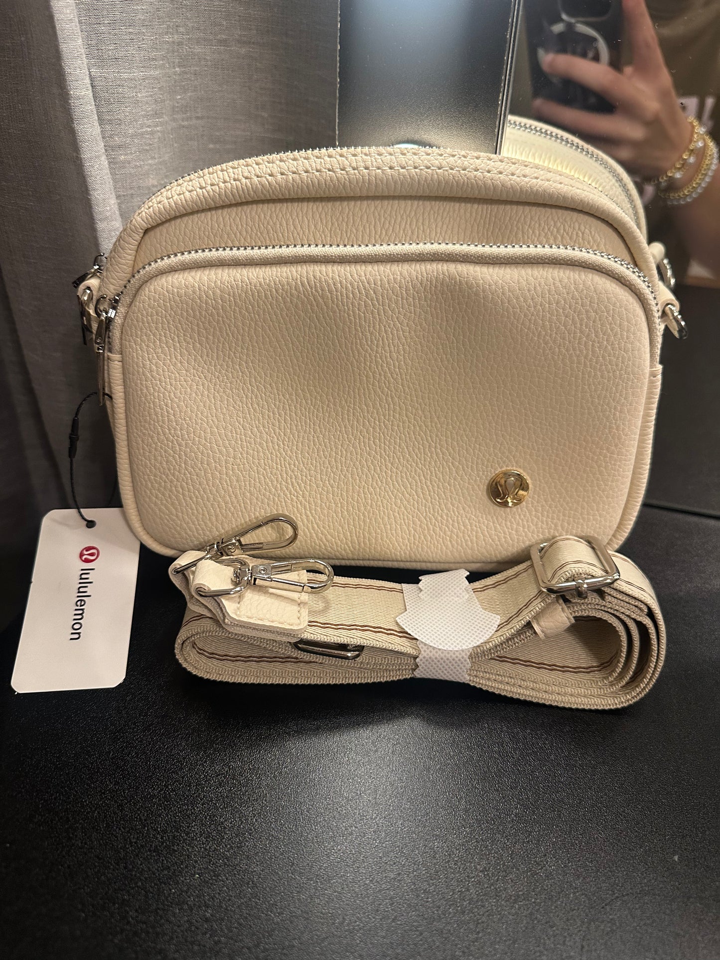 🍋 Cream Double Pouch Crossbody Bag (BOTH Silver & Gold Hardware)