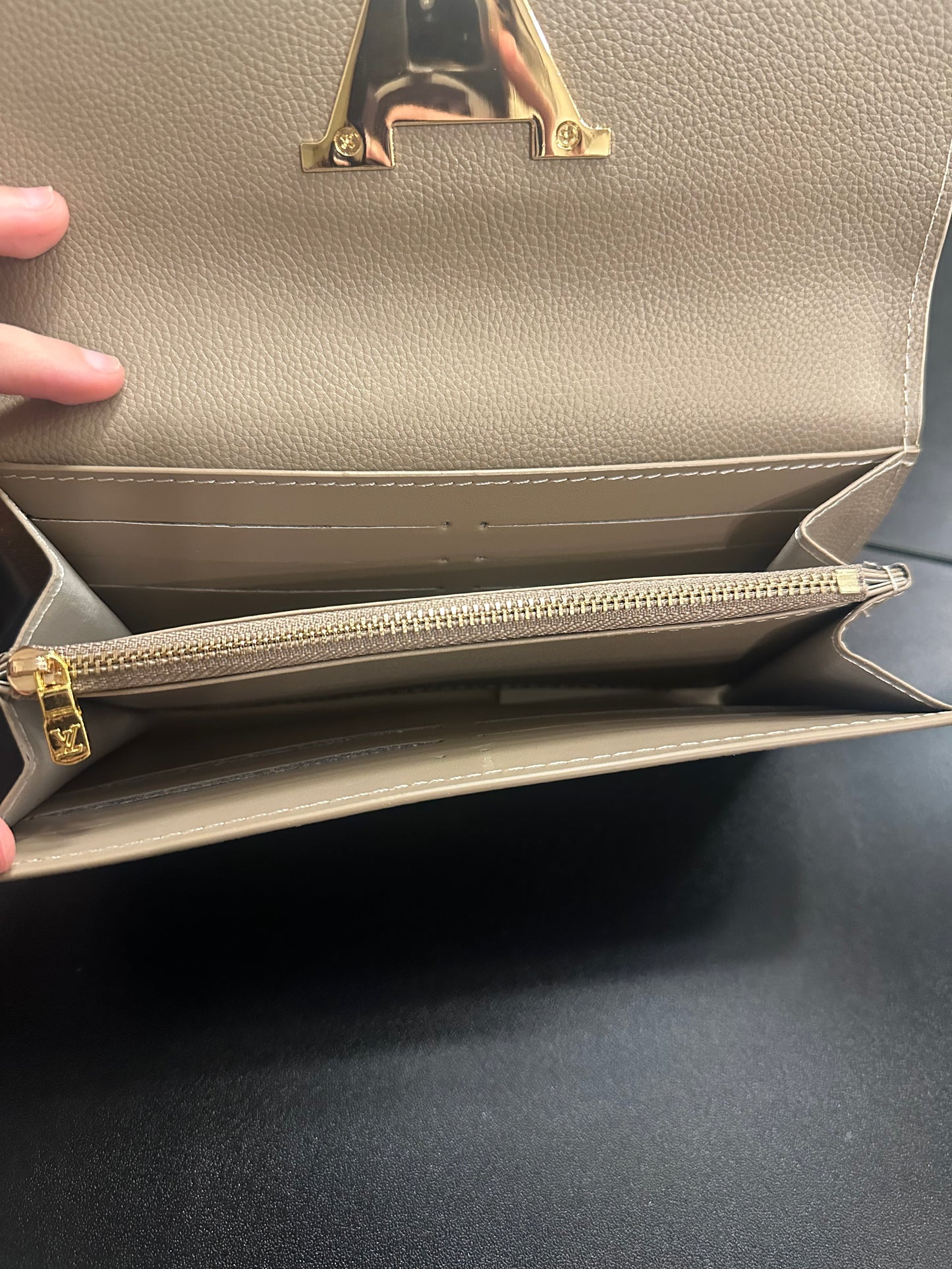 DISCOUNTED Tan Modern Flip Wallet (FRONT IS PEELING!)