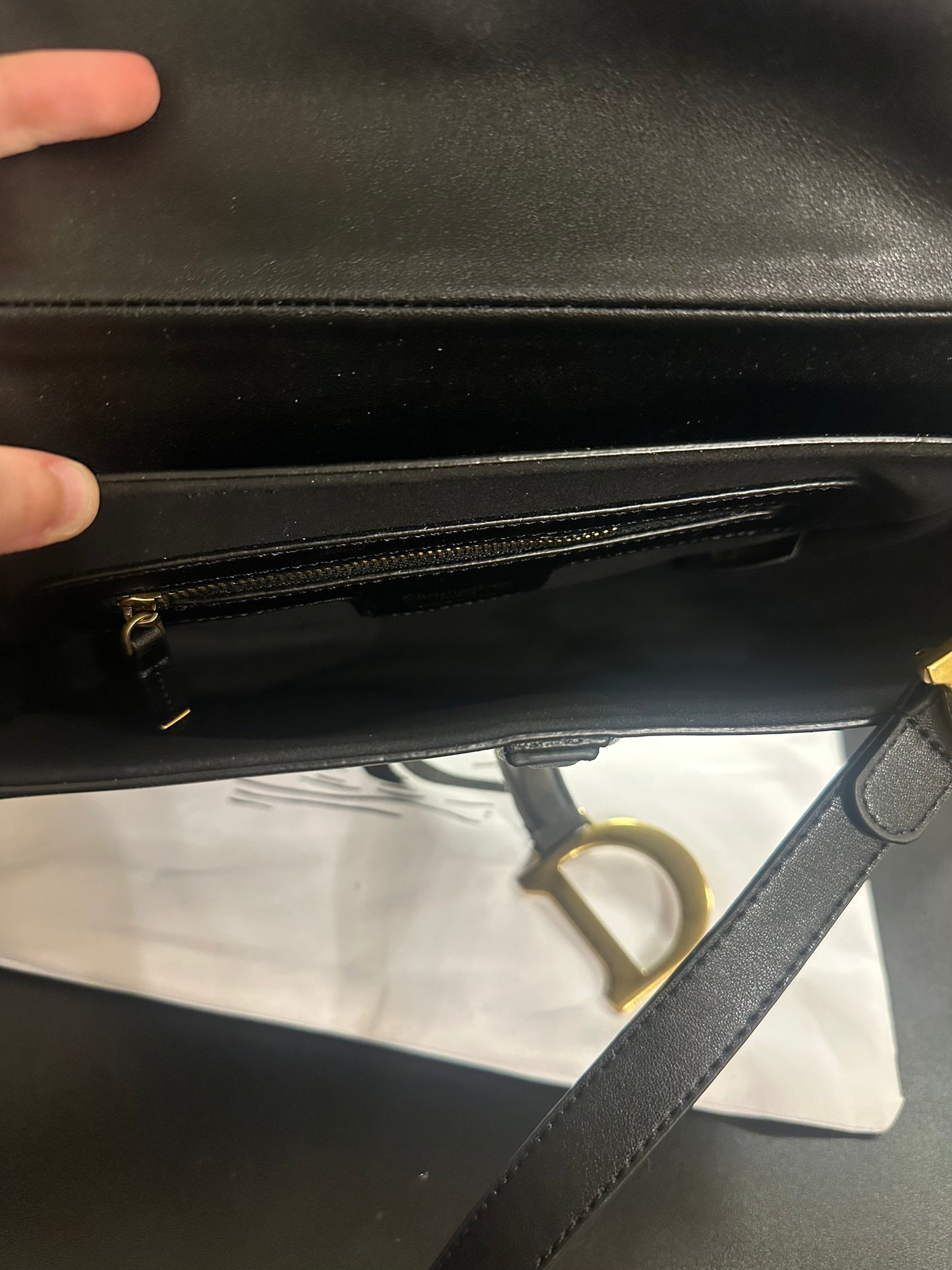 Black & Gold Chic Curve Saddle Bag (Only Long Strap)