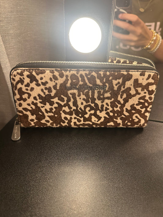 M K Cow Print Zip Wallet