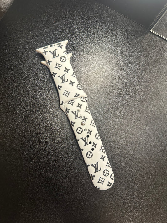 White/Black Monogram Watch Band (42/44MM)