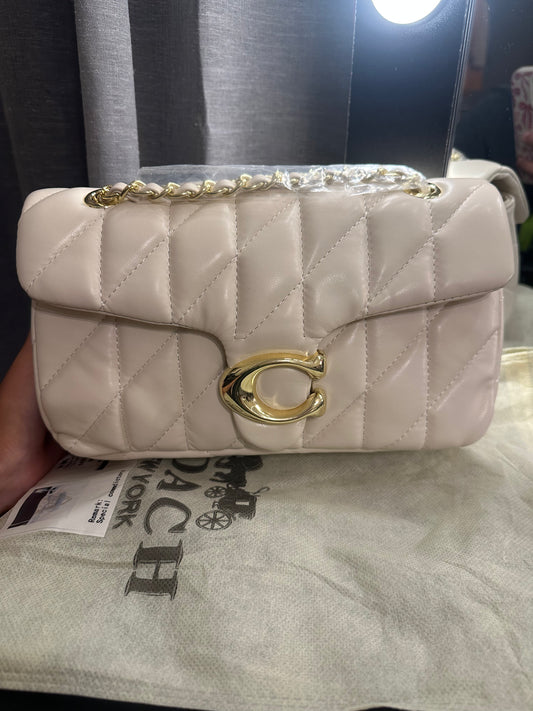 White Signature C Quilted Tab Bags