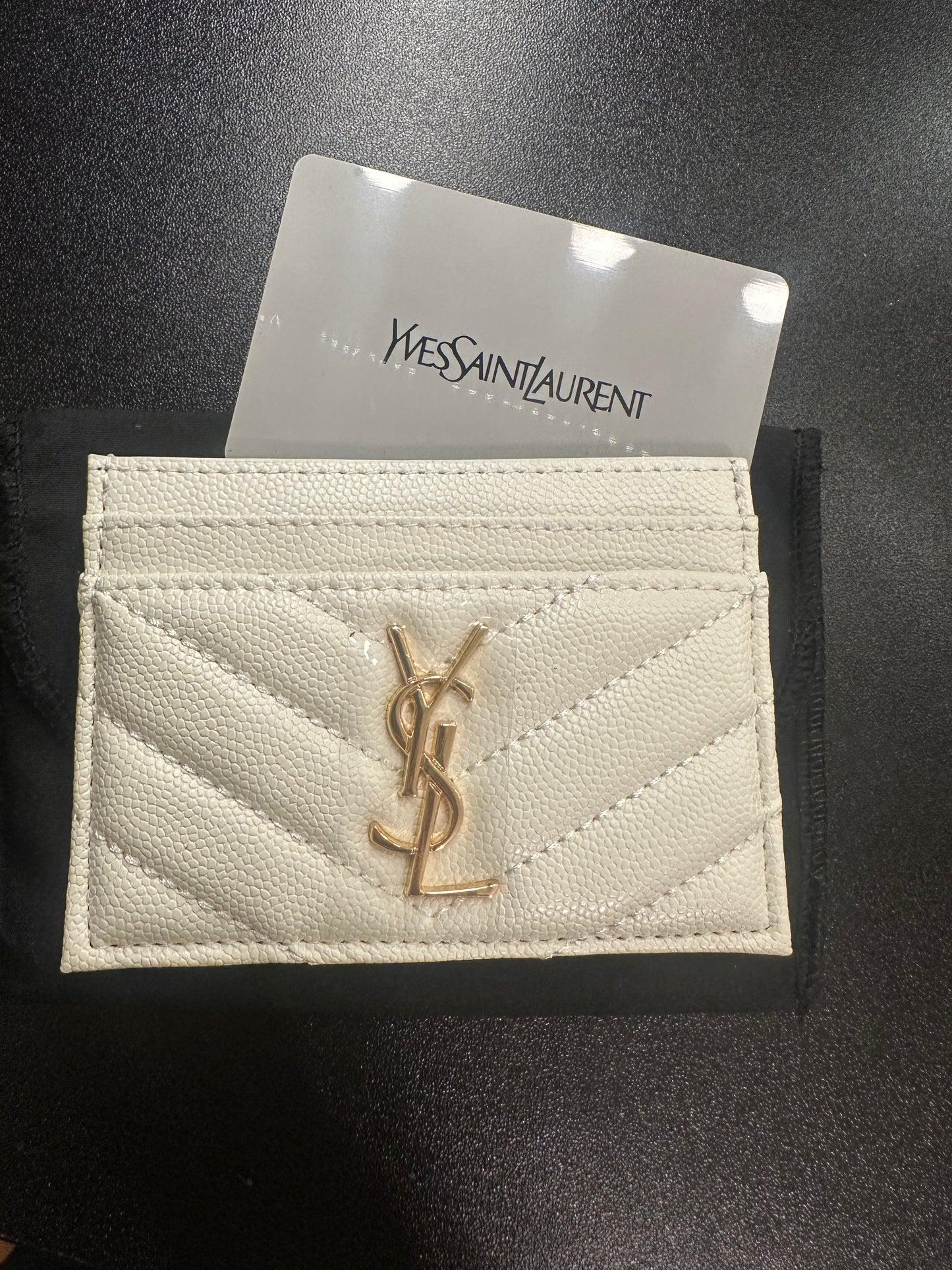 White/Gold Y $ Card Holder