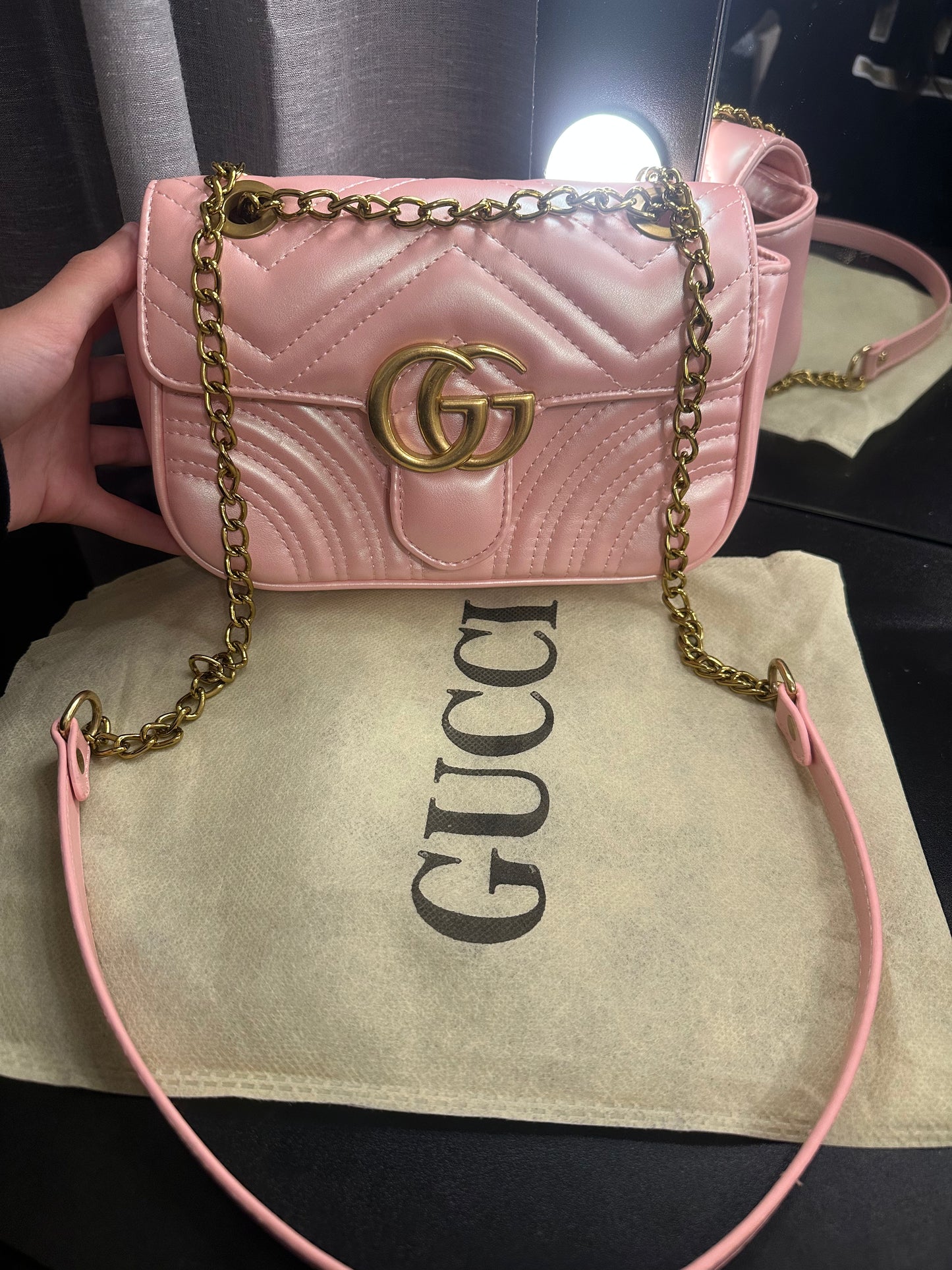 Pink Double G Mont Quilted Shoulder Bag (Small)