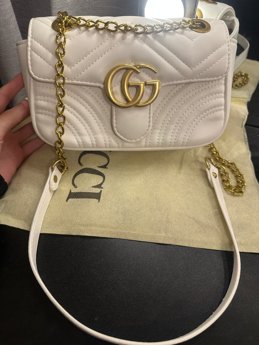 White Double G Mont Quilted Shoulder Bag (Small)