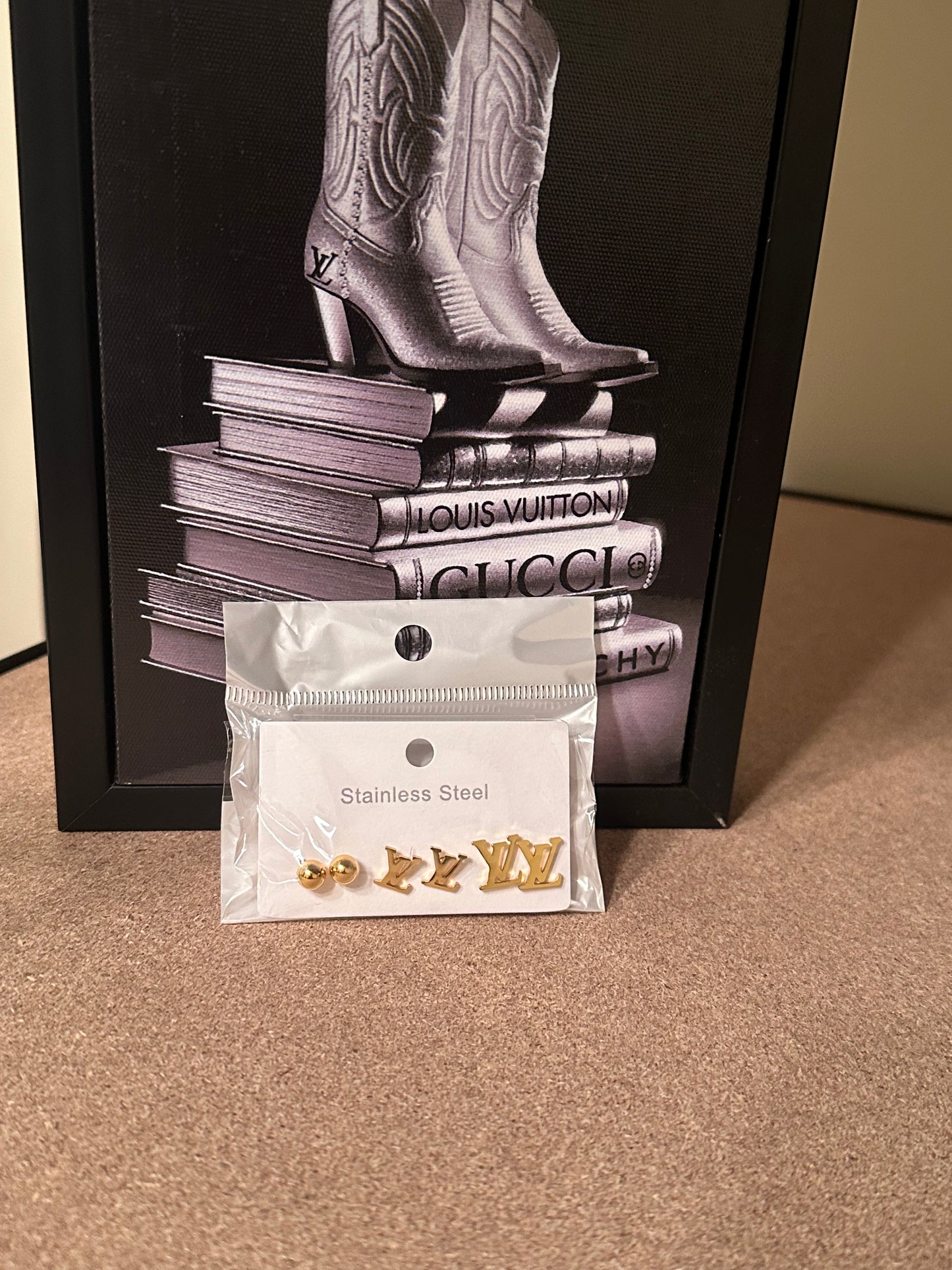 Monogram Gold Earring Sets