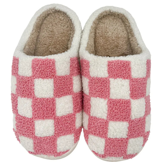 Pink Check Slippers
