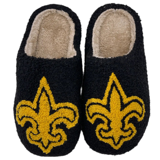 Black Fleur De Lis Slippers