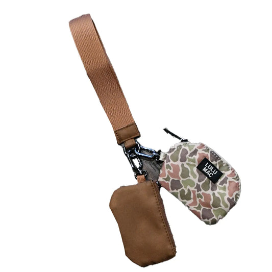 Lulu Mac Dark Camo/Brown Double Pouch Wristlet