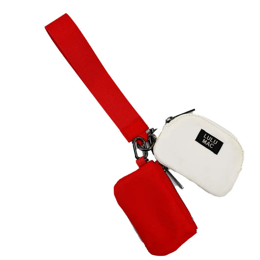 Lulu Mac Cardinal/Ivory Double Pouch Wristlet