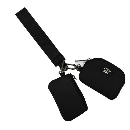 Lulu Mac Black/Black Double Pouch Wristlet