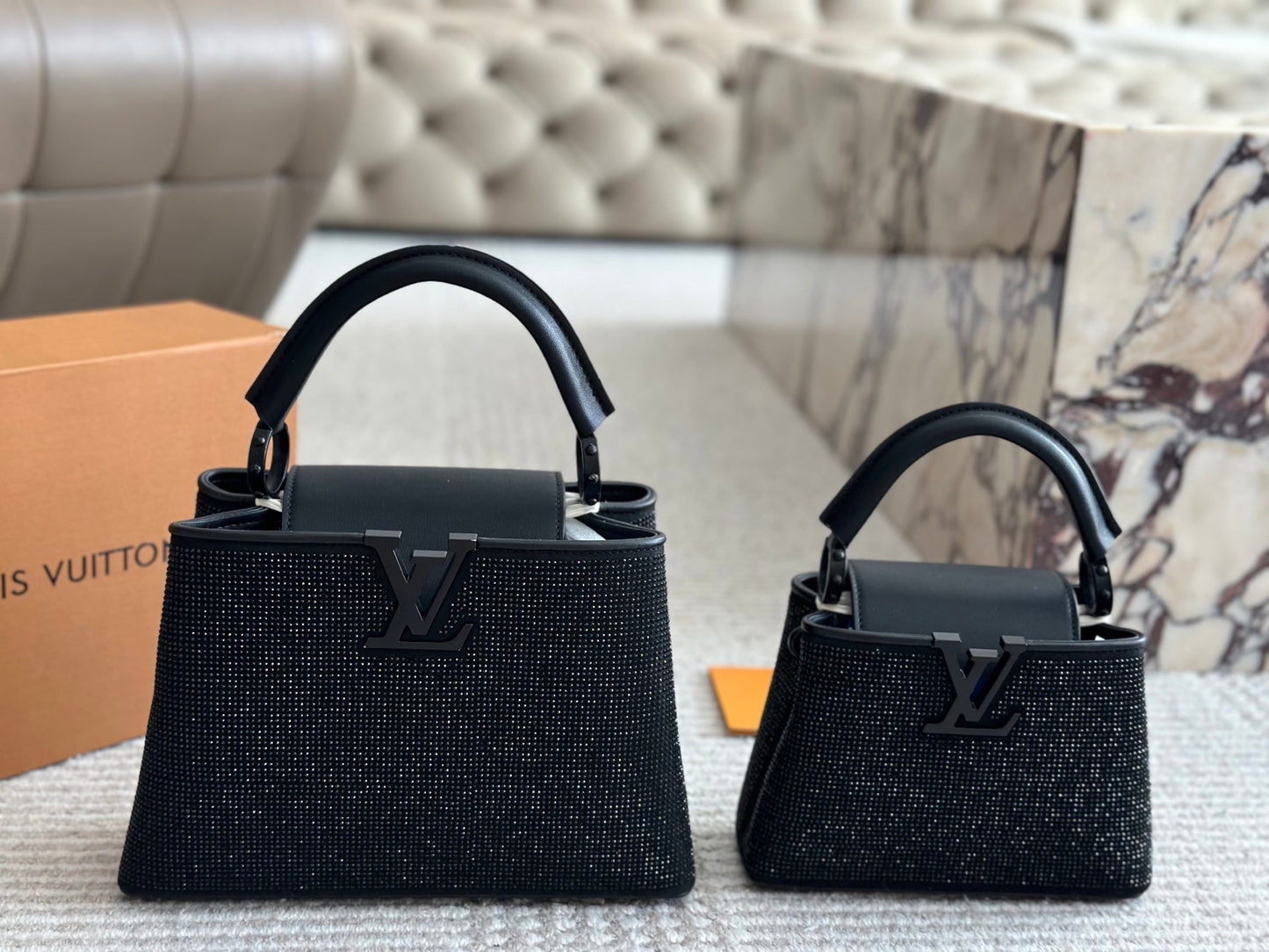 Black Monogram Dazzle Cappuccino Bags