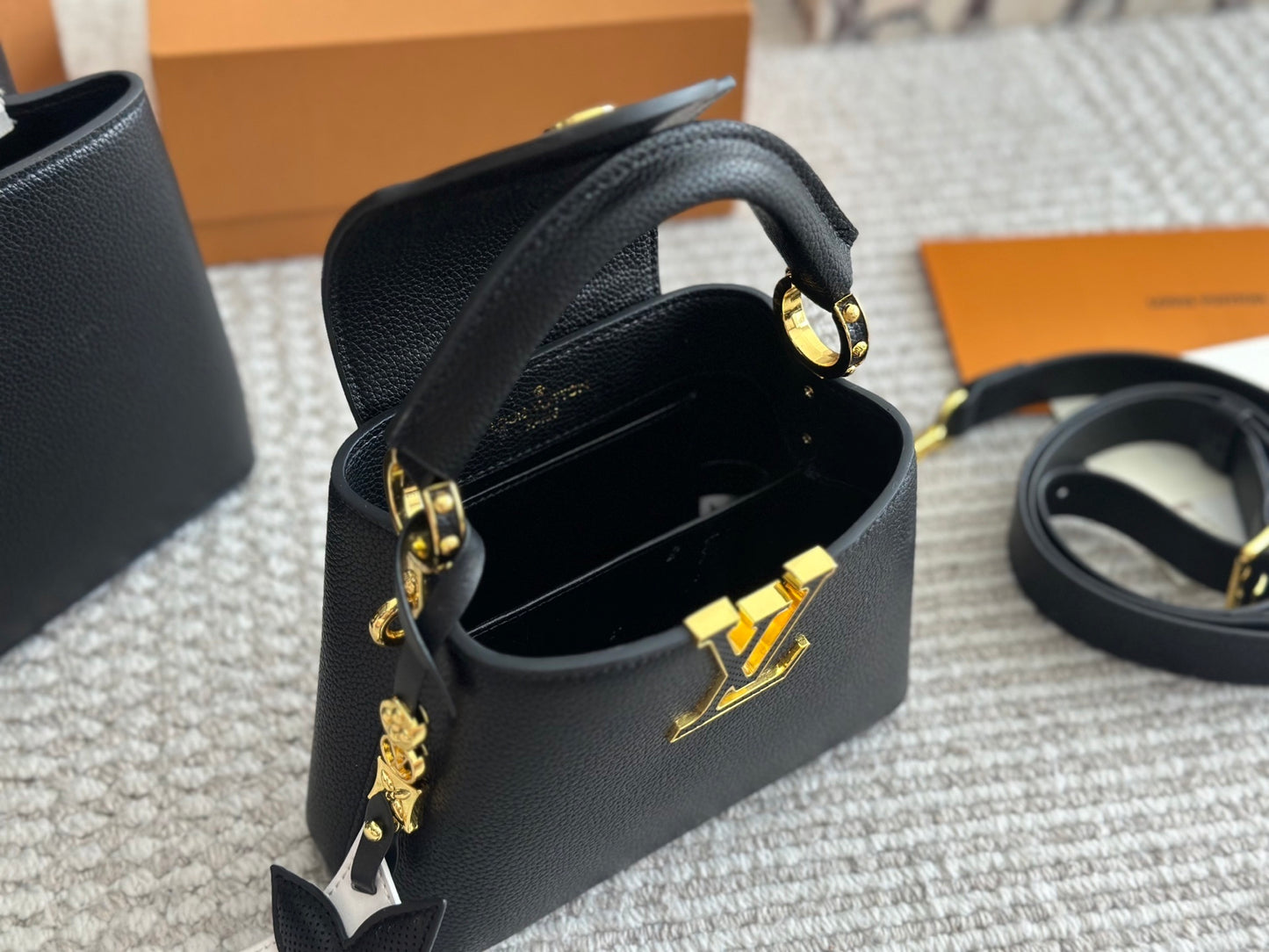 Black/White/Gold Monogram Cappuccino Bags