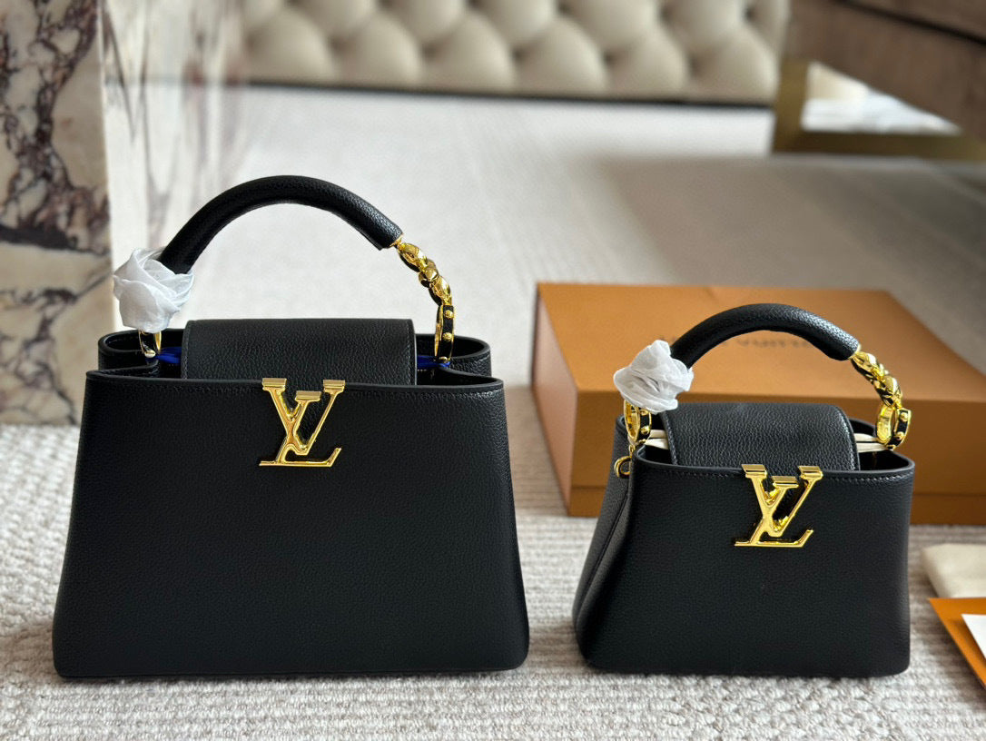 Black/Gold Monogram Cappuccino Bags