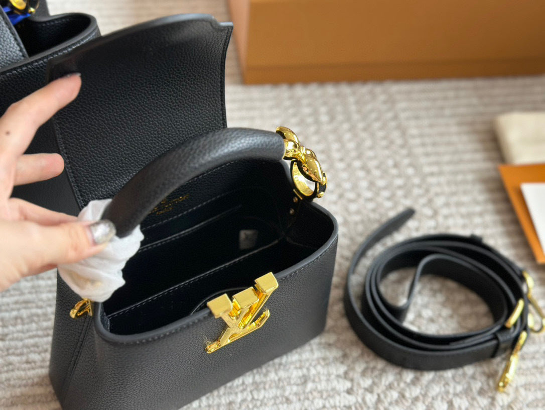 Black/Gold Monogram Cappuccino Bags
